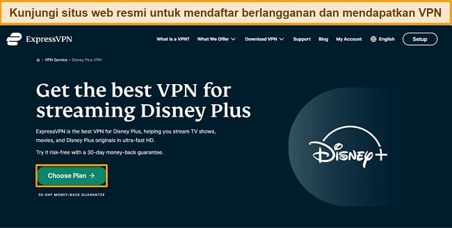 Panduan cara menonton Disney Plus dengan VPN - kunjungi situs web ExpressVPN dan daftar untuk rencana